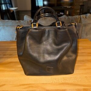 Dooney & Bourke Black Pebbled Leather Top Handle Bag